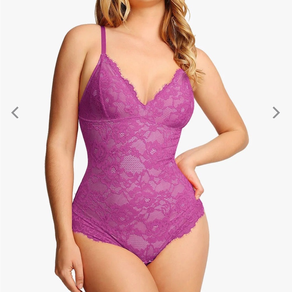Elegant Lace Bodysuit in Vibrant Purple